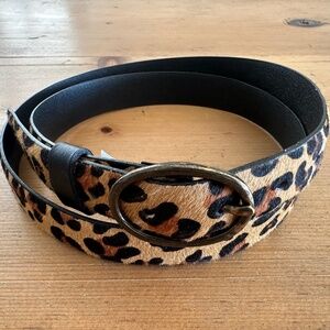 Leopard Print Calf Hair Leather Belt
